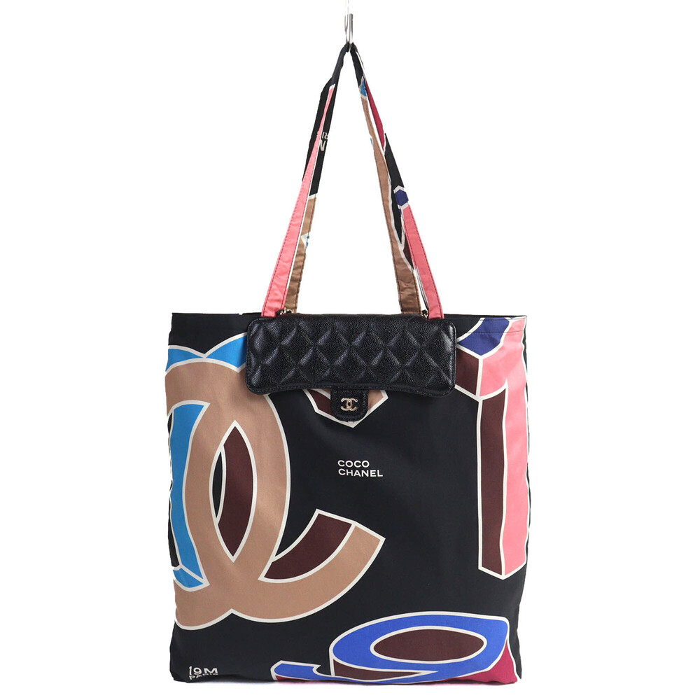 CHANEL Coco Mark Caviar Leather Chain Shoulder Bag, Random Serial Number, Bla...